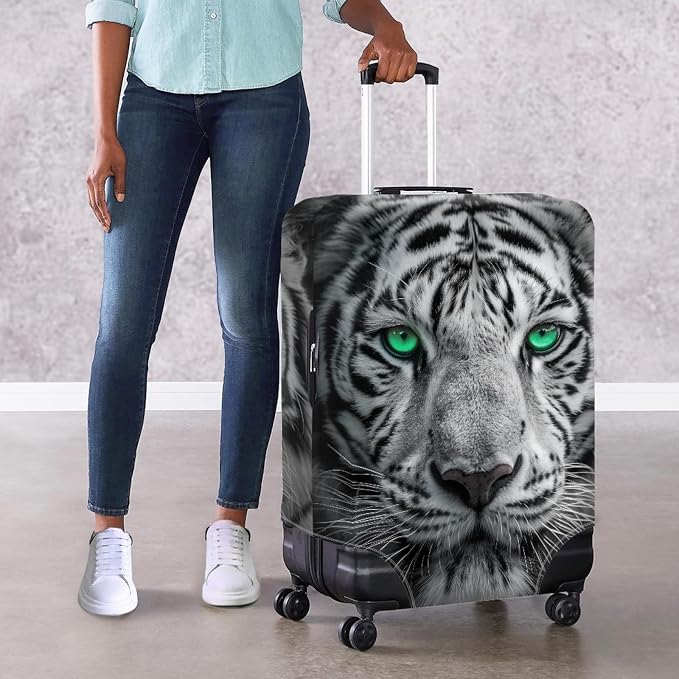 Tiger Animal 3D Printed Travel Luggage Suitcase Cover 30-32 Inch Cover Spandex - Image 4