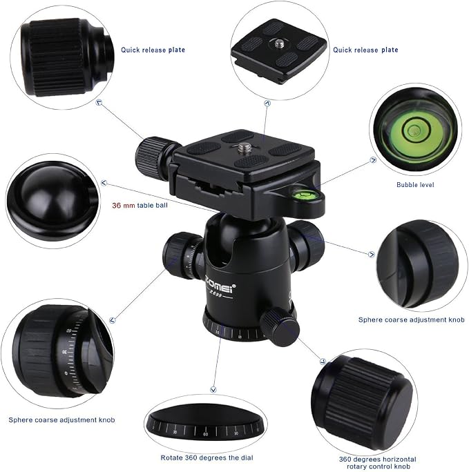 ZoMei Z669 Magnesium Aluminum Alloy Travel Camera Tripod - Image 3