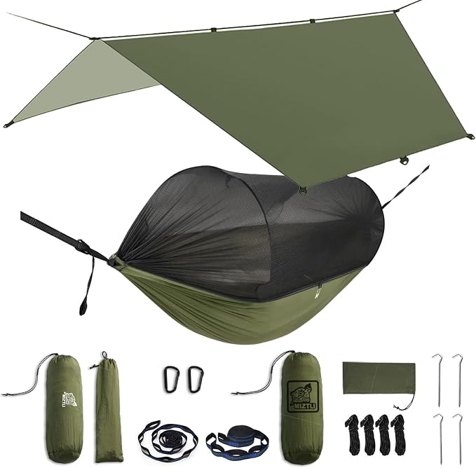 Miztli Camping Hammock -Portable Hammock w/Spacious Net & Tree Straps by MIZTLI