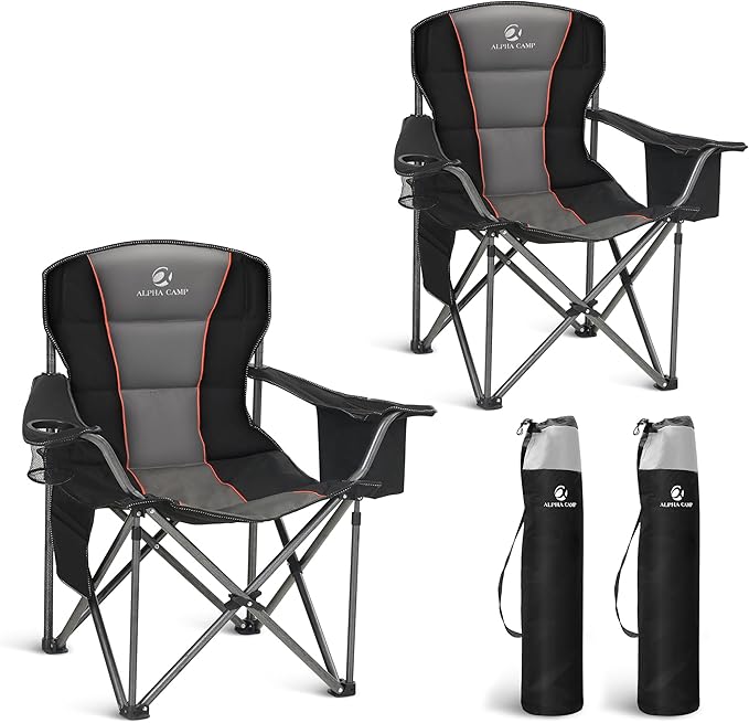 LET'S CAMP Folding Camping Chair Oversized Heavy Duty Padded Outdoor Chair by LETSCAMP