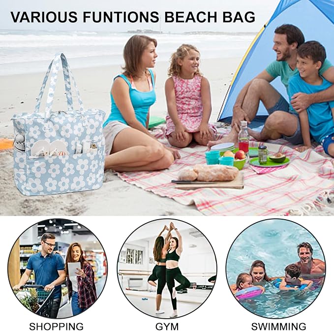 Beach Pool Bags Tote for Women Ladies Large Gym Tote Carry On Bag - Image 6