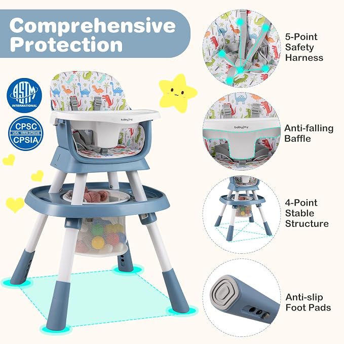 BABY JOY 16 in 1 High Chair, Convertible Baby Highchair - Image 5