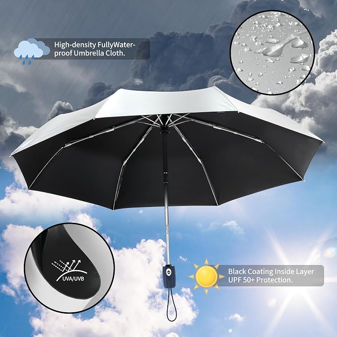 Color Coated Sun Umbrella UV Protection Compact Folding Windproof Parasols - Image 4