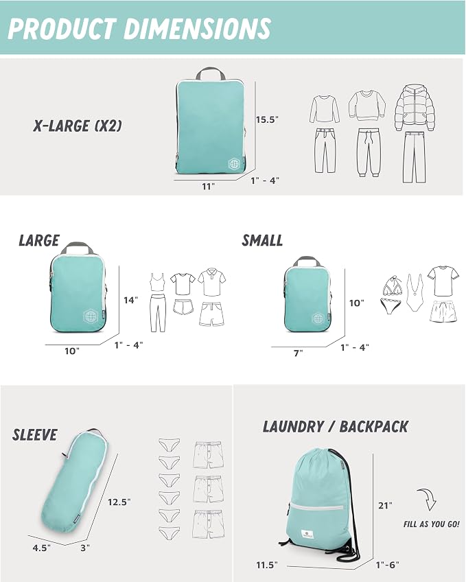 Large Compression Packing Cubes 6 Piece Set - Image 4
