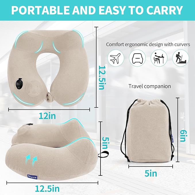 2 Pack Inflatable Travel Neck Pillows - Image 2