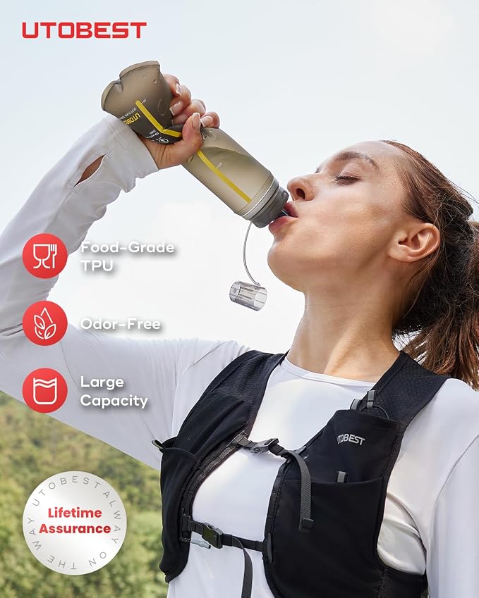 UTOBEST 500ml Soft Flask, 2 Pack Flexible TPU Hydration Water Bottle, - Image 2