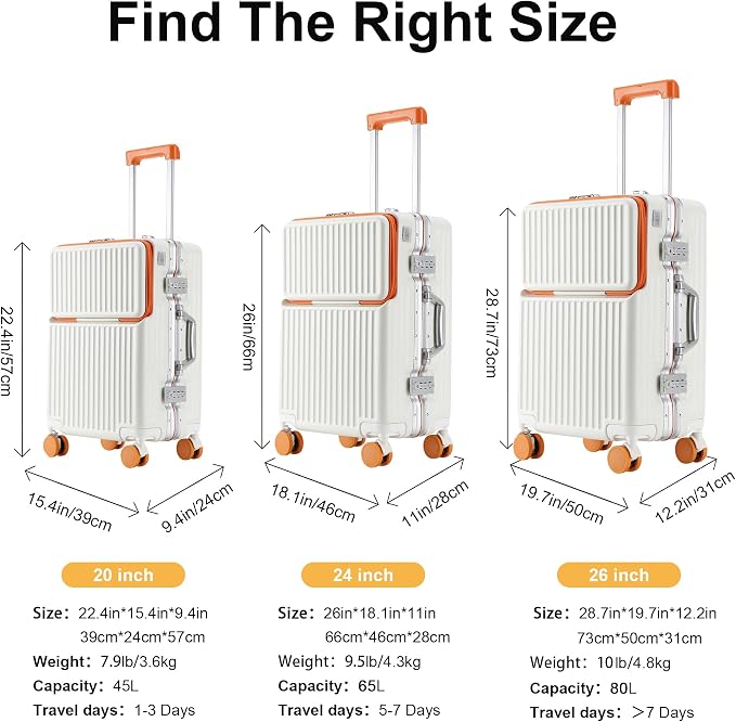 2-Piece Hardshell Zipperless Luggage Set, 20/26" Aluminum Frame Hardshell - Image 8