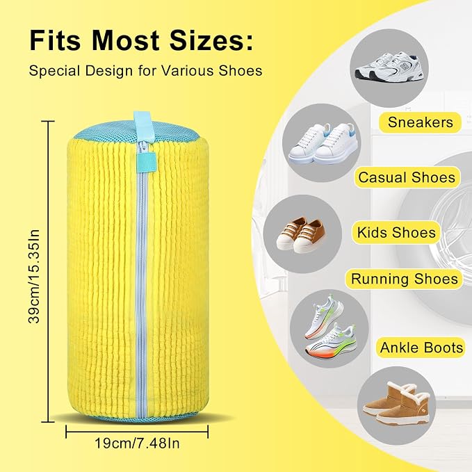 Shoe Bag for Washing Machine 2PCS, Reusable Laundry Shoe Bag for Washer & - Image 5