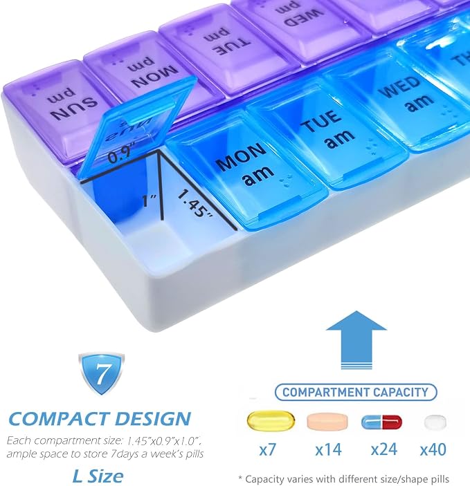 VOFOON Travel Pill Organizer 2 Times a Day, Large AM PM Pill Organizer 7 Day - Image 4