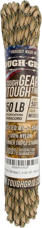 TOUGH-GRID 750 Paracord Rope Nylon Parachute Cord, Made in USA Survival Kit - Image 3