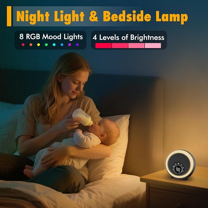 White Noise Sound Machine for Sleep, 30 Soothing Sounds, 8 RGB Dimmable Night - Image 5