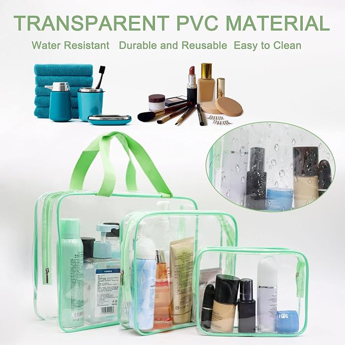 APREUTY Clear Makeup Bags, TSA Approved 6 Pcs Cosmetic Makeup Bags Set Clear PVC - Image 3
