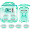 DreamGenius Travel Razors for Women Include 1 Handle and 5 Cartridges, Extra by DreamGenius