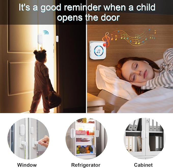 SanJie Door Sensor Chime for Door Opens， Door Entry Chime for - Image 3