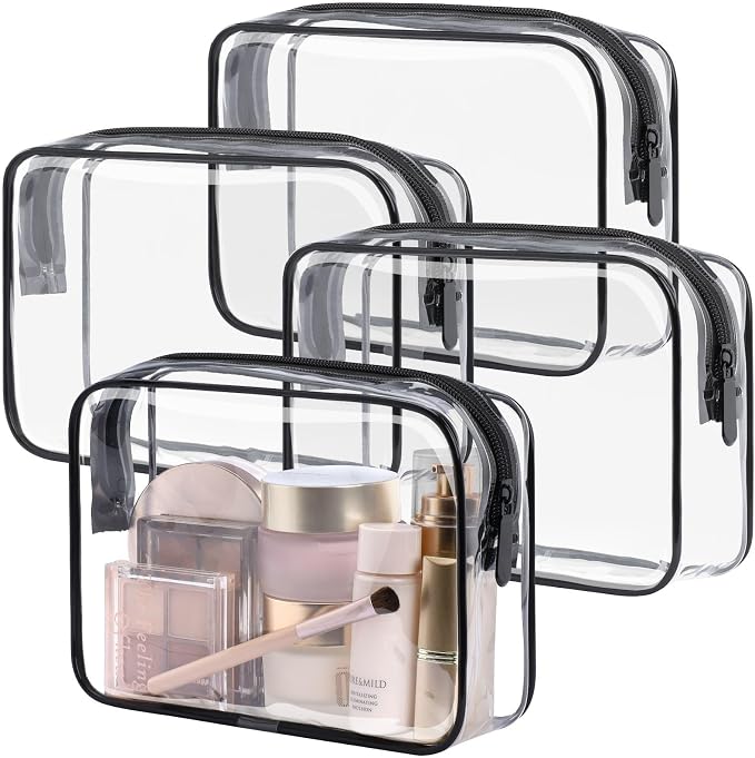 PACKISM Clear Makeup Bags, 4 Pack Quart Size Travel Bag TSA ApprovedTravel by Packism