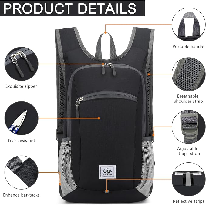 Esup 15L Lightweight Hiking Backpack Foldable Small Travel Backpack Packable - Image 4