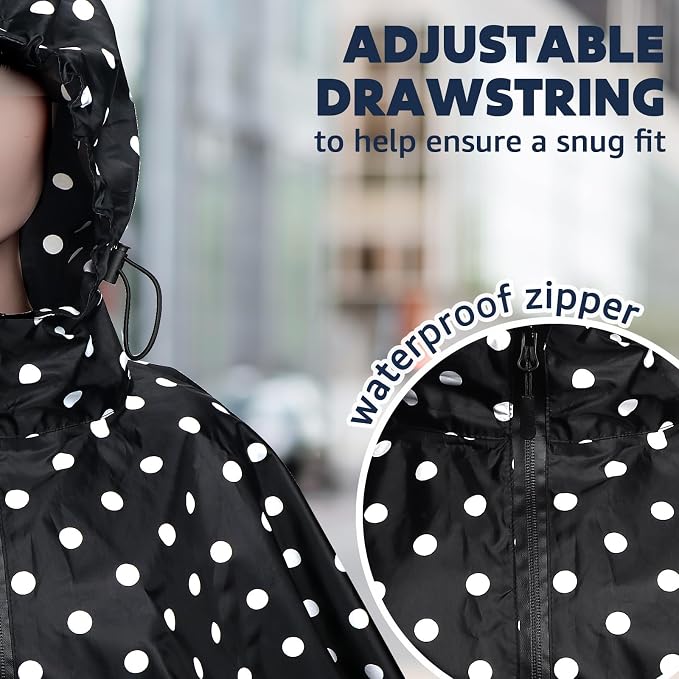 ANYOO Waterproof Rain Poncho Lightweight Reusable Hiking Hooded Coat Jacket - Image 5