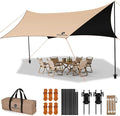 Camping Tarp with Poles & Retainer, 15x12.5FT Large Waterproof 210D Oxford by Unknown