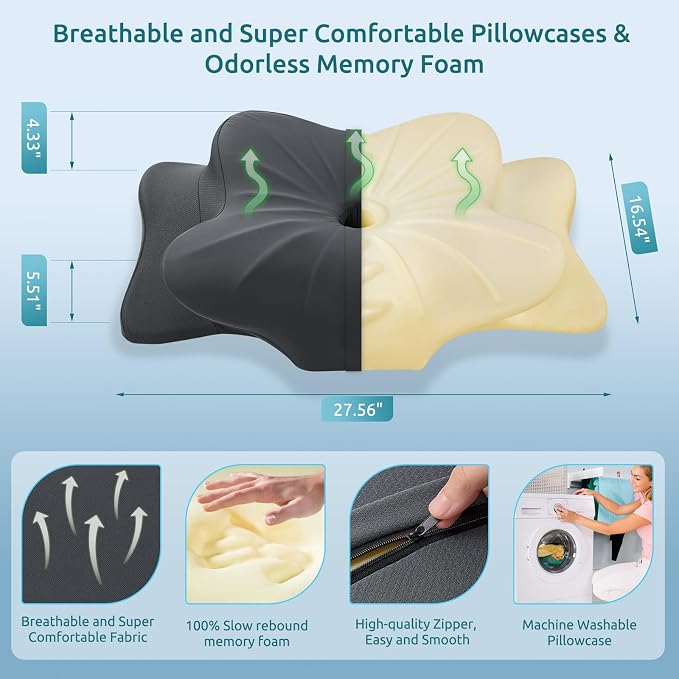 DONAMA Cervical Pillow for Neck and Shoulder, Contour Memory Foam Pillow - Image 6