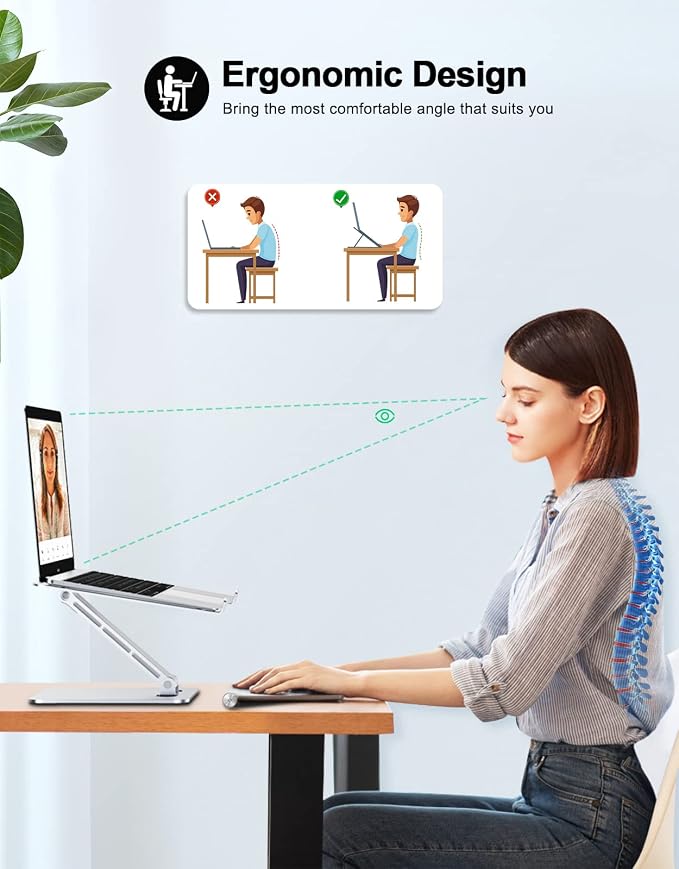 Foldable Laptop Stand, Height Adjustable Ergonomic Computer Stand - Image 2