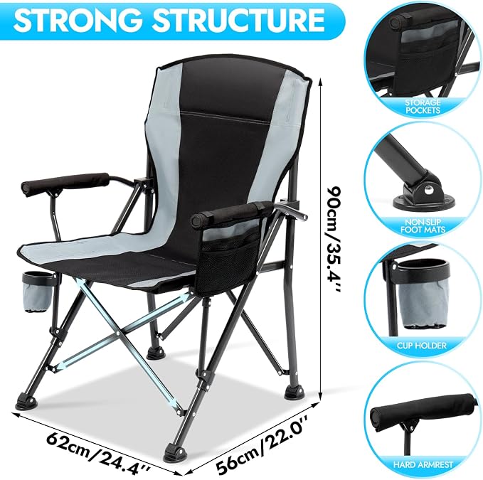 2 Pack Oversized Folding Camping Chair - Image 2