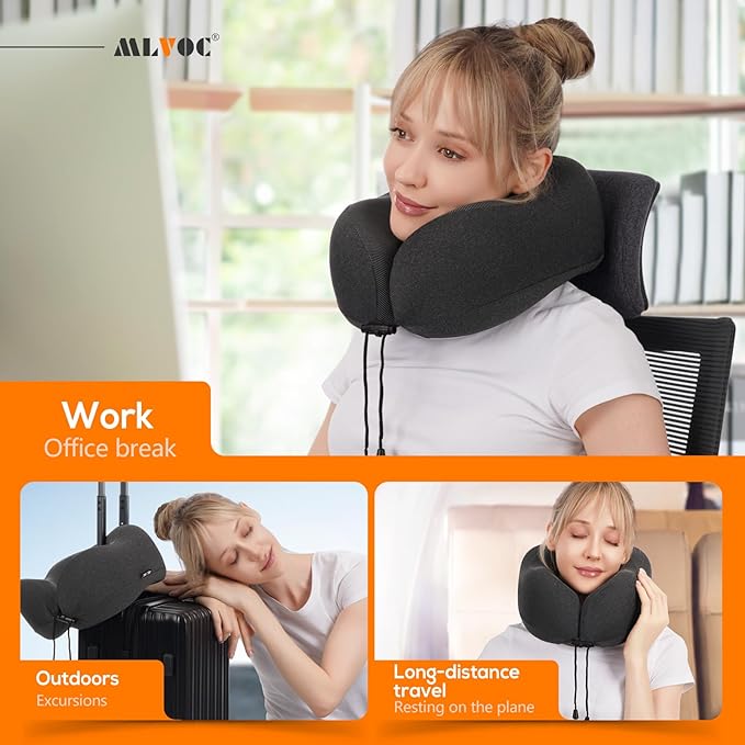 MLVOC Travel Pillow 100% Pure Memory Foam Neck Pillow, Comfortable & Breathable - Image 6