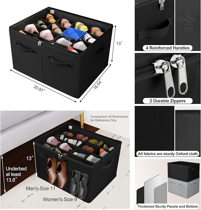 Shoe Organizer for Closet 2 Pack, Foldable Shoe Box - Image 2
