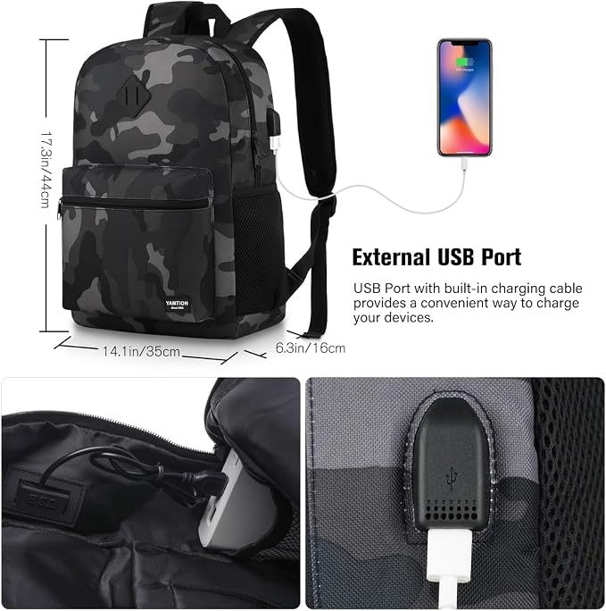 School Backpack, Classic Bookbag Men and Teen Boy Schoolbag - Image 7