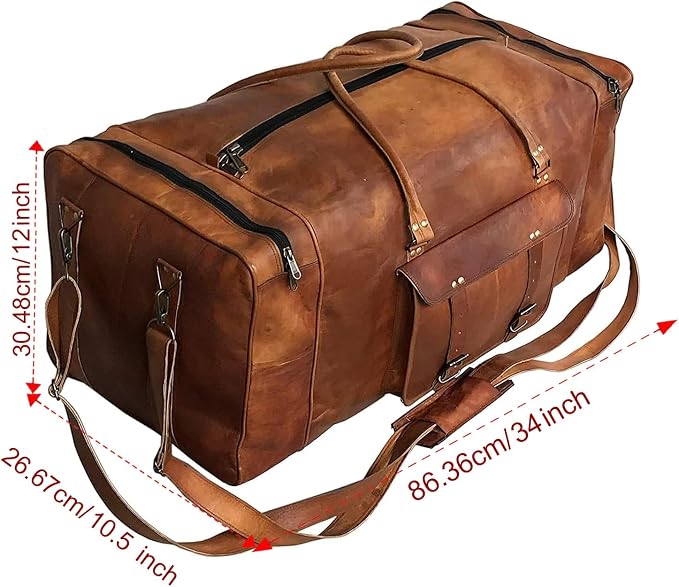 Leather Duffle Bag for Men Luggage Handmade Travel Bag Carry On Luggage - Image 2