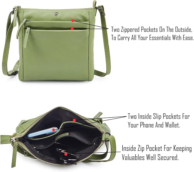 Small Soft Genuine Leather Crossbody Purse Women’s Sling Crossover Shoulder - Image 3