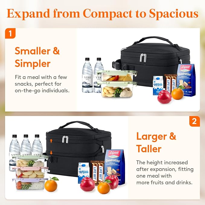 Lifewit Insulated Lunch Box for Men, Expandable Cooler Bag, Freezable Lunch Bag - Image 5