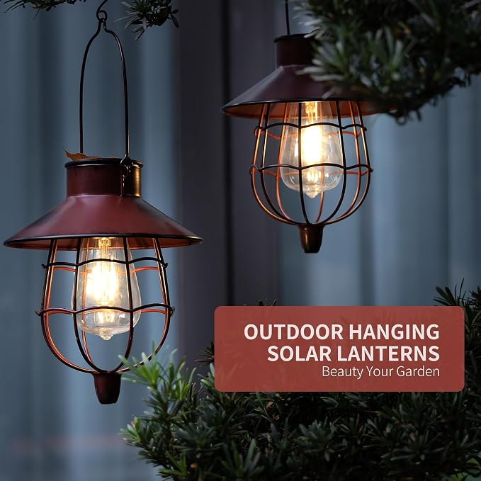 2 Pack Solar Lanterns Outdoor Waterproof Hanging Solar Lights - Image 2