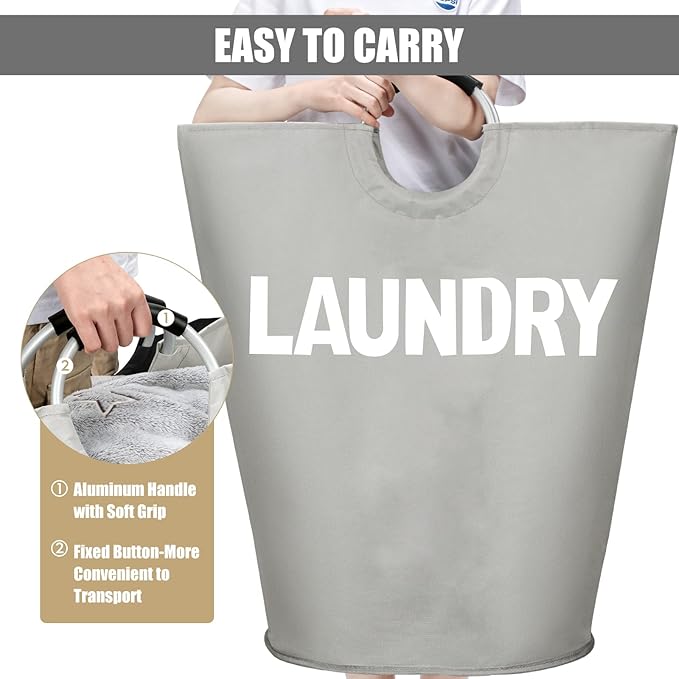 DOKEHOM 160L XX-Large Laundry Basket, Collapsible Laundry Bag, Foldable Laundry - Image 5