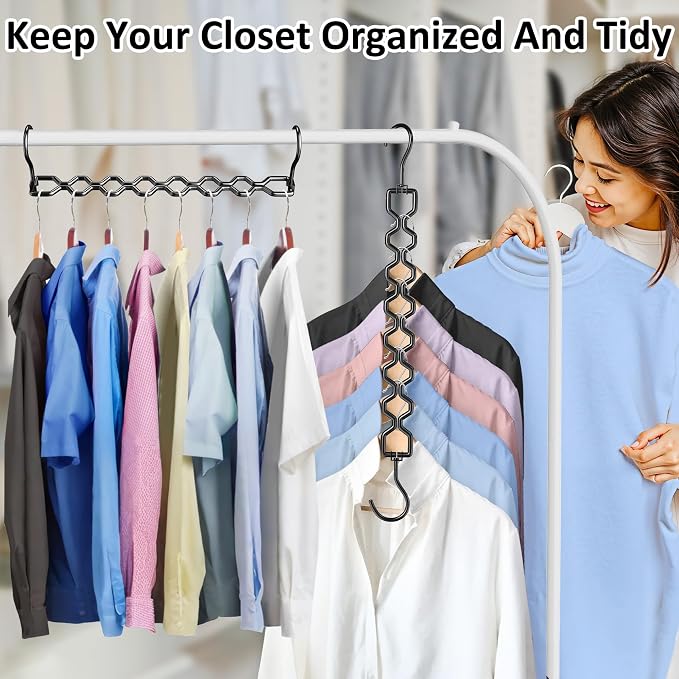6 Pack Space Saving Hangers for Clothes, Heavy Duty 30Lbs Capacity Magic - Image 6