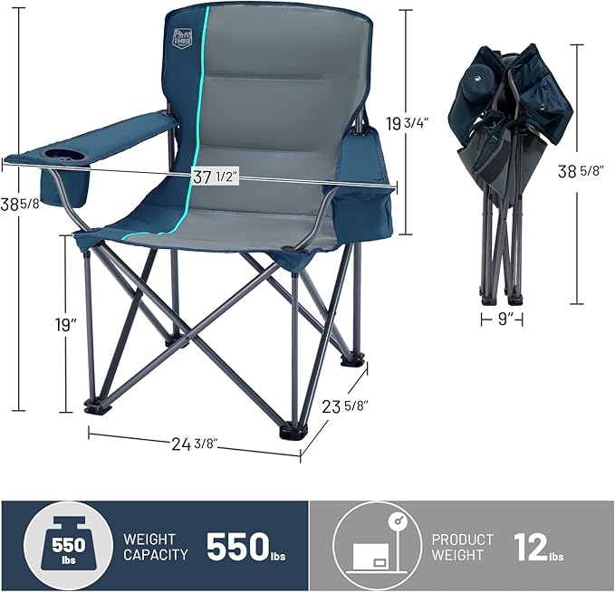 Timber Ridge 550 LBS Oversized Folding Camping Chair - Image 3