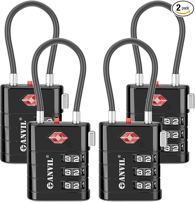 ANVIL TSA Approved Luggage Locks – High Security TSA008 Combination Travel Locks by ANVIL