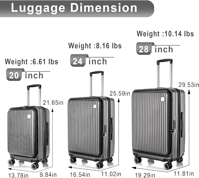 Luggage Sets 3 Piece, ABS Lightweight 20in/24in/28in Luggage, Expandable Carry - Image 7