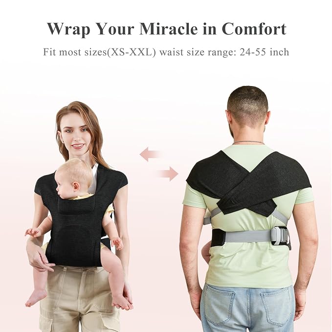 Newborn Carrier, Cozy Baby Carrier, Ergonomic Cross-Back Wrap, Hands-Free - Image 4