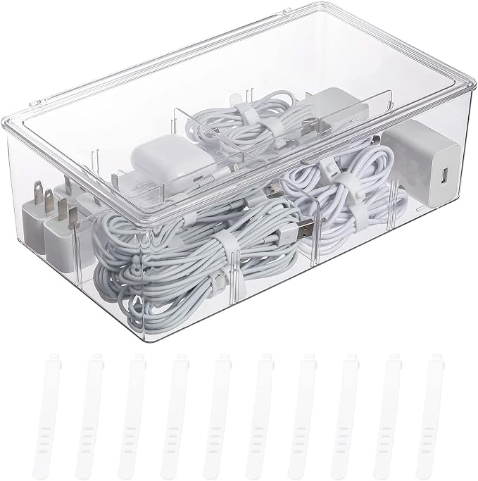 Yesesion Clear Plastic Cord Organizer Box by Yesesion