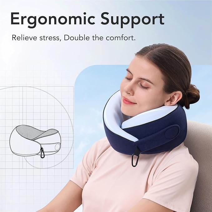 Travel Pillow, 100% Pure Memory Foam Travel Neck Pillow Airplane Neck Support - Image 3