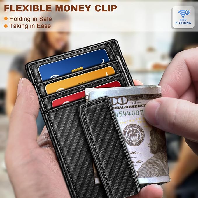 BULLIANT Men Wallet, Slim Leather Wallet Money Clip Card Hodler - Image 5