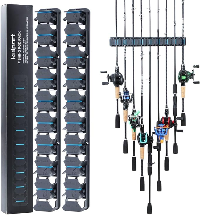 Fishing Rod Holder, Wall-Mounted Fishing Rod Rack Vertical Fishing Pole Holder by KULPORT