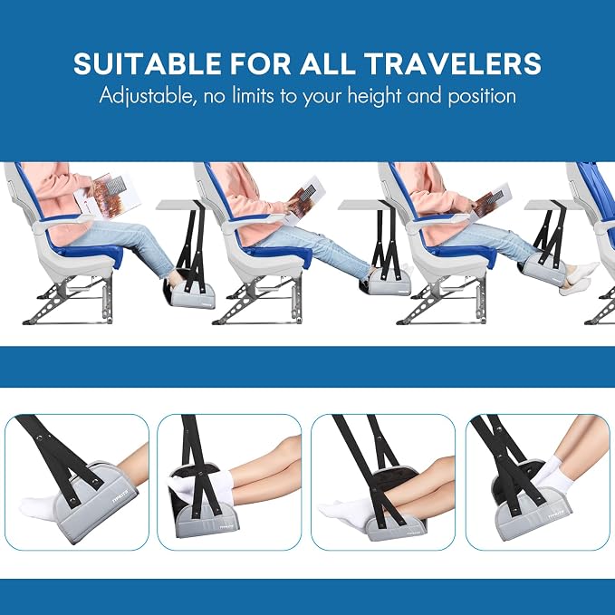 2 Pack Airplane Footrest with Comfortable No Clashing Base, Portable Foot Rest - Image 5