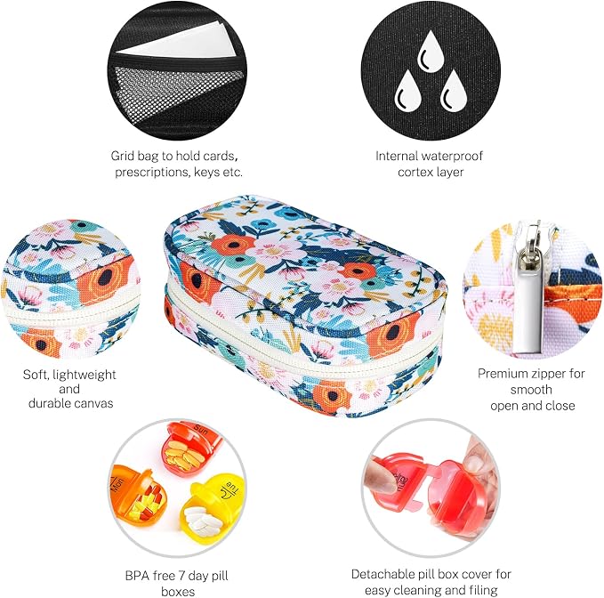 Serfeymi Weekly Travel Pill Organizer 2 Times A Day AM PM Rainbow Pill Box 7 Day - Image 3