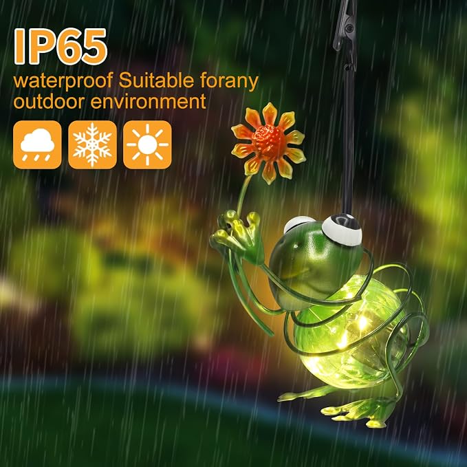 Frog Solar Outdoor Hanging Lantern Creative Small Sculpture Lights Durable - Image 3