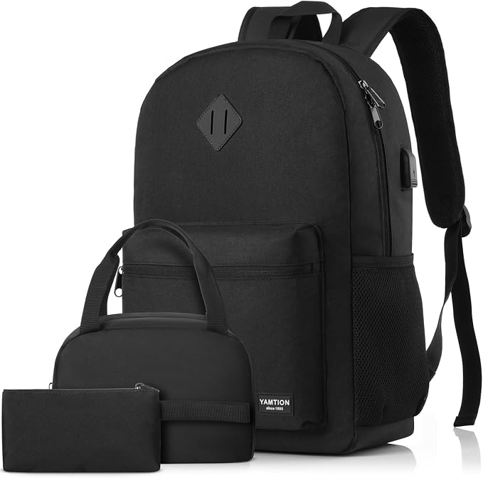 School Backpack 3PCS Sets for Teens Lightweight Bookbag by YAMTIONBAGS
