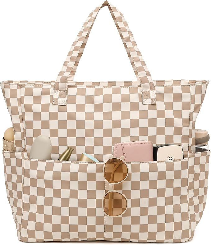 LEDAOU Large Beach Tote Bag Women Waterproof Sandproof Zipper Beach Tote Bag by LEDAOU