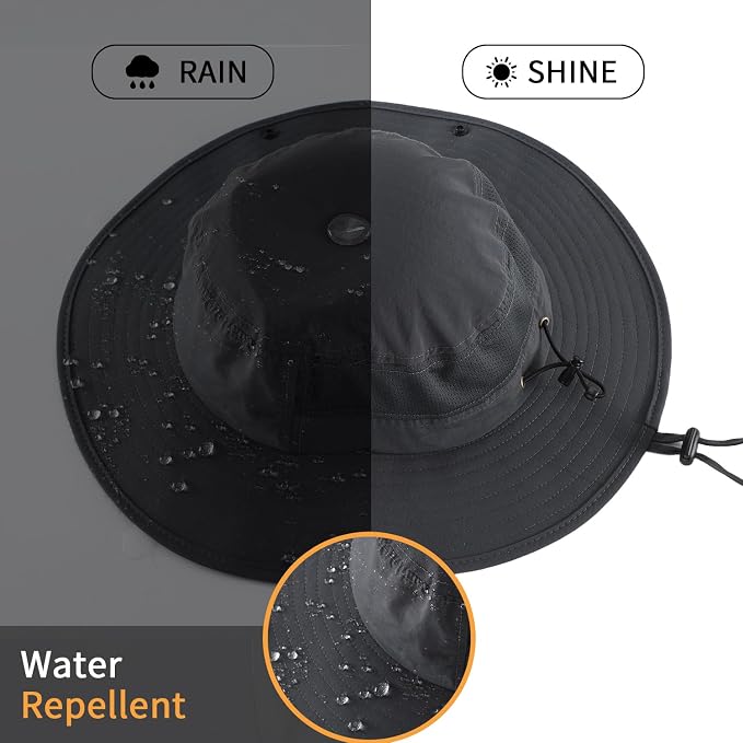 Home Prefer UPF50+ Mens Sun Hat Wide Brim Womens UV Protection Beach Bucket Hat - Image 4