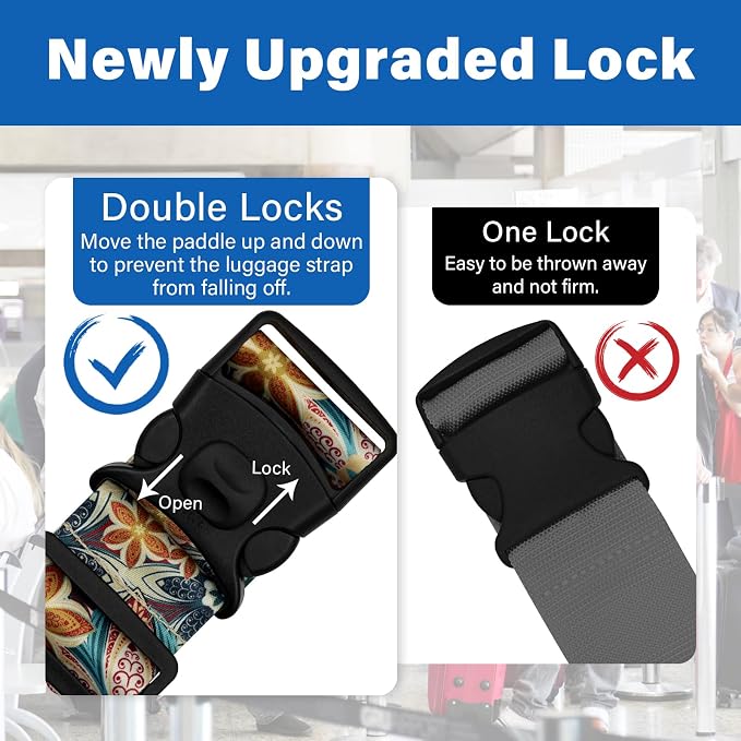 2 Pack Luggage Straps for Suitcases, Adjustable Travel Belt - Image 2