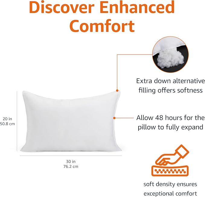 Amazon Basics Down Alternative Pillows, Soft Density - Image 2